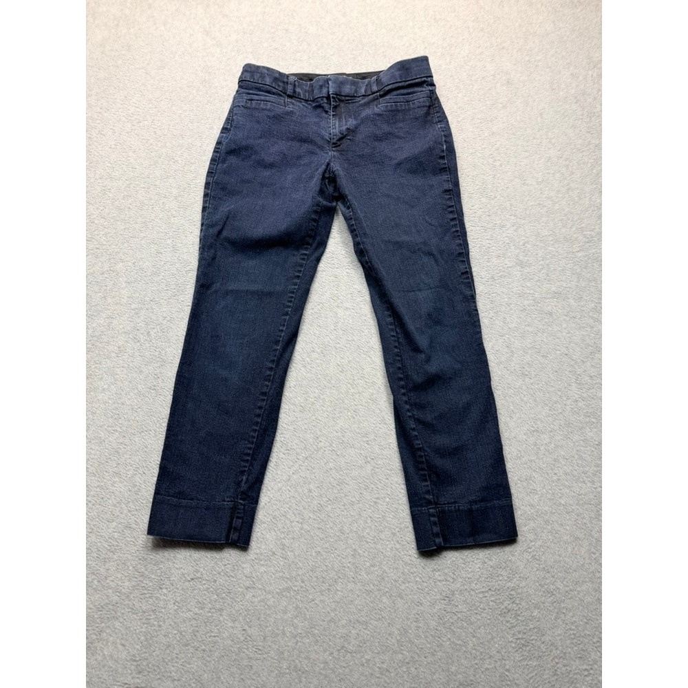 Banana Republic Factory Women Dark Indigo Wash Stretch Denim Cropped Jeans Side